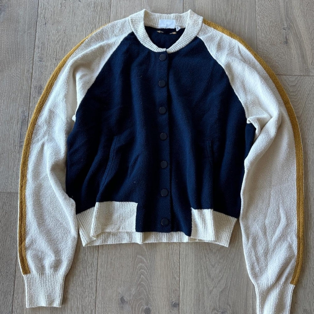 The Upside Navy and Cream Knit Sweater